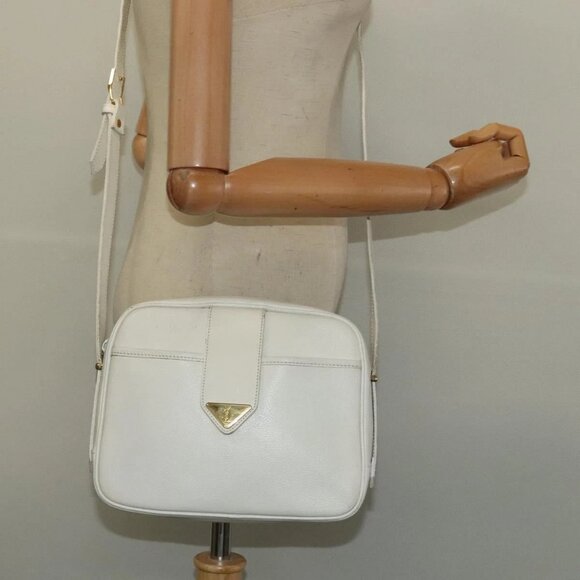 SAINT LAURENT Shoulder Bag Leather White Gold Auth BA4681 - Picture 14 of 16